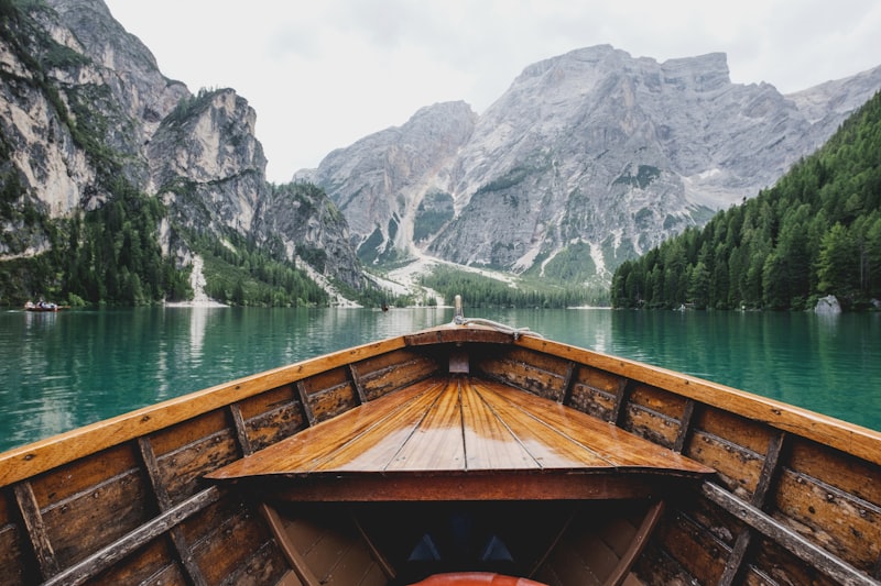 Alpine lake and mountains in soft light